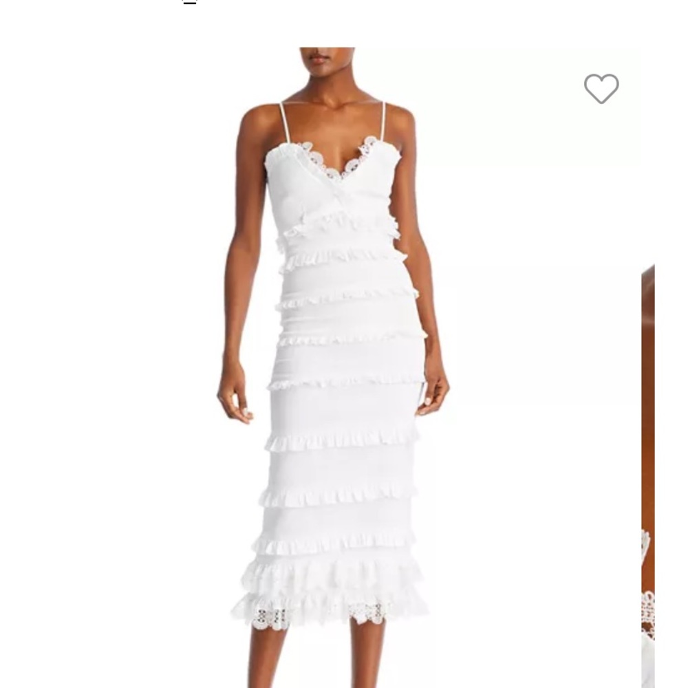 V. Chapman Narcisse Smocked Ruffle Trim Midi Dress